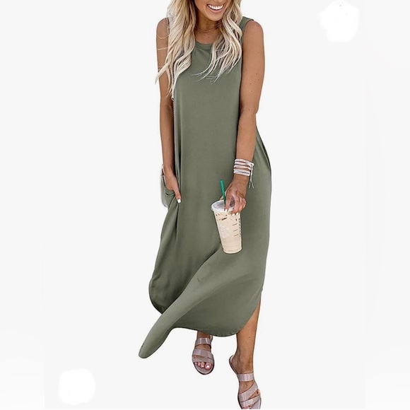 Women's Casual Loose Sundress Sleeveless Maxi Dresses Summer Dress with Pockets - Picture 2 of 6